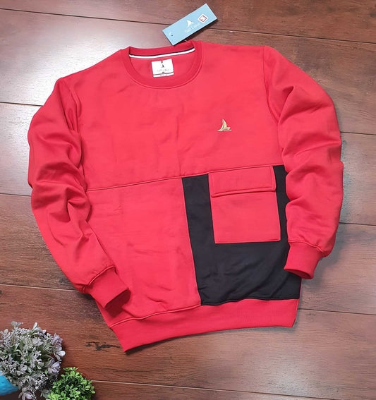 Men Fleece Color Block Full Sleeves Sweatshirt