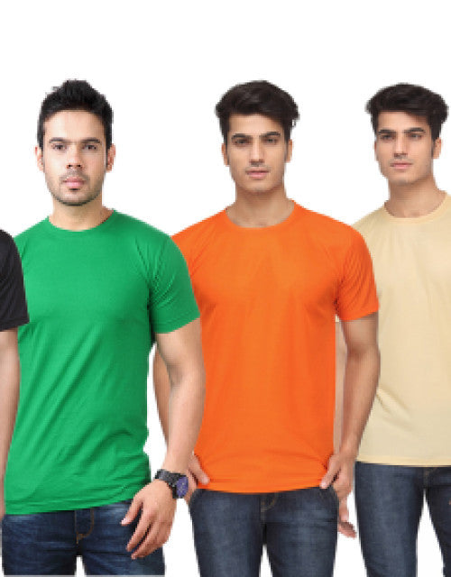 Men's round neck slim fit polyster dri - fit tshirt (Pack of  5)